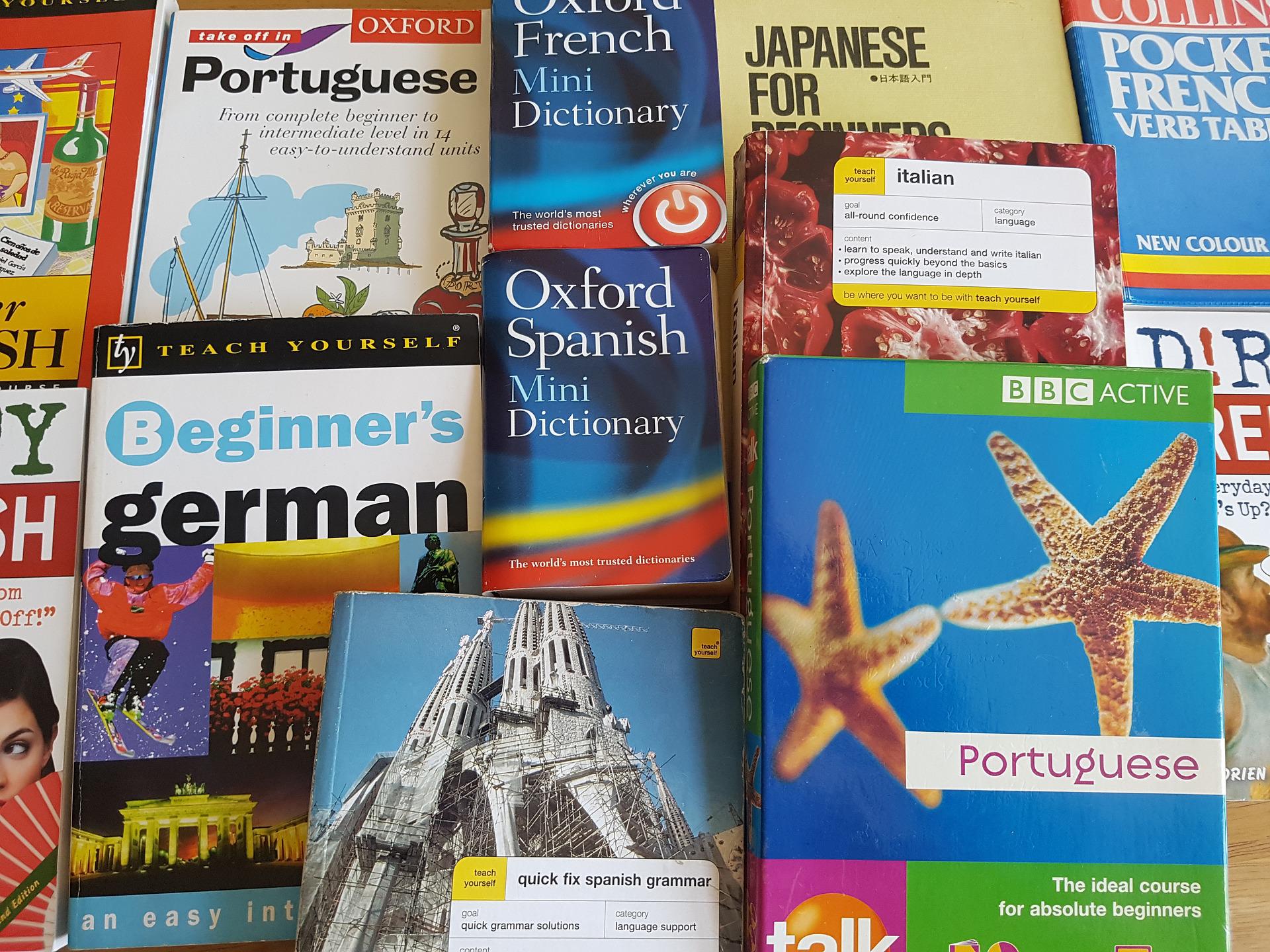 photo of language books and dictionaries photo of language books and dictionaries